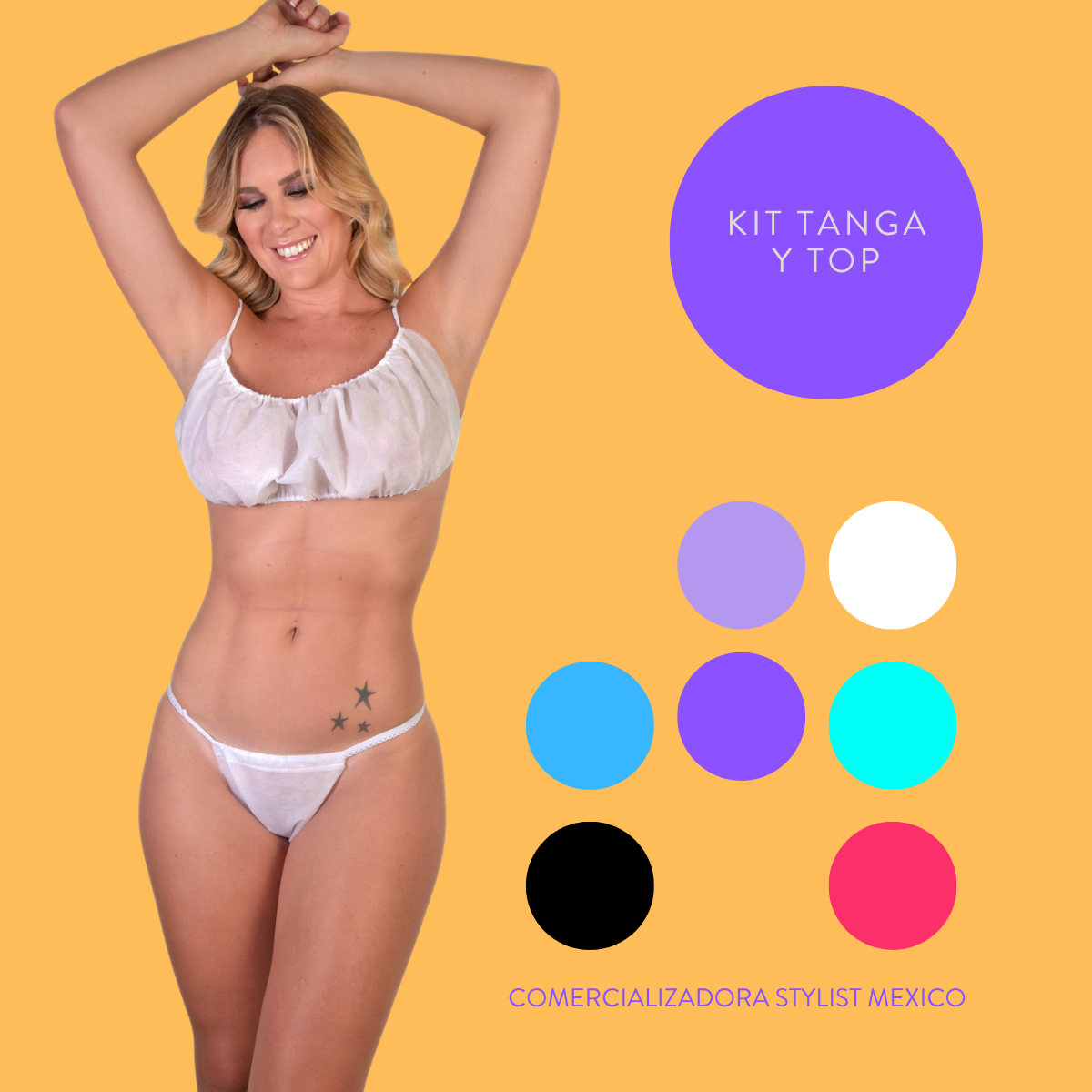 JUEGO DESECHABLE TOP Y TANGA PAQUETE DE 5 PIEZAS