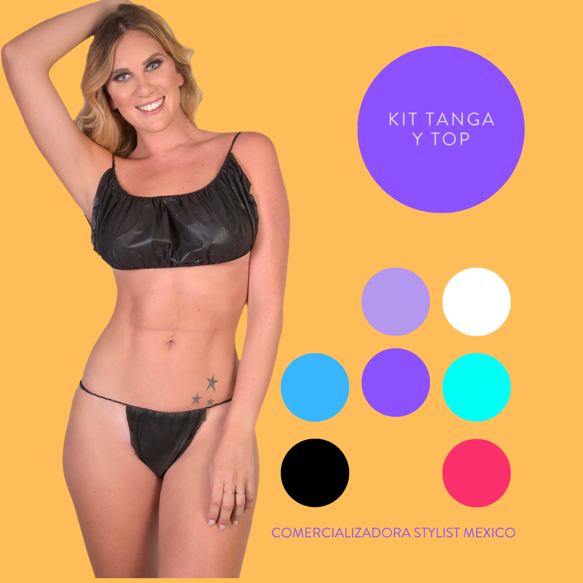 JUEGO DESECHABLE TOP Y TANGA PAQUETE DE 5 PIEZAS