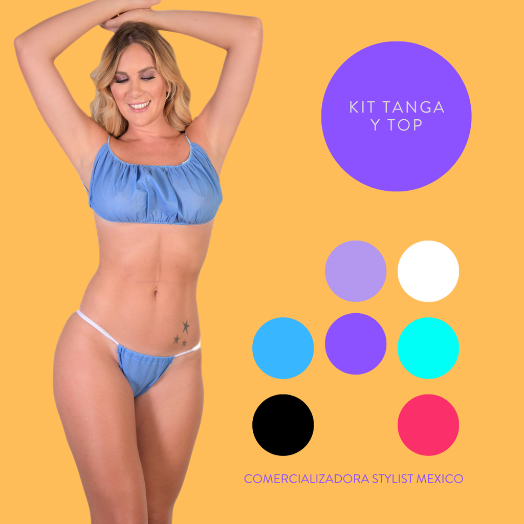 JUEGO DESECHABLE TOP Y TANGA PAQUETE DE 5 PIEZAS