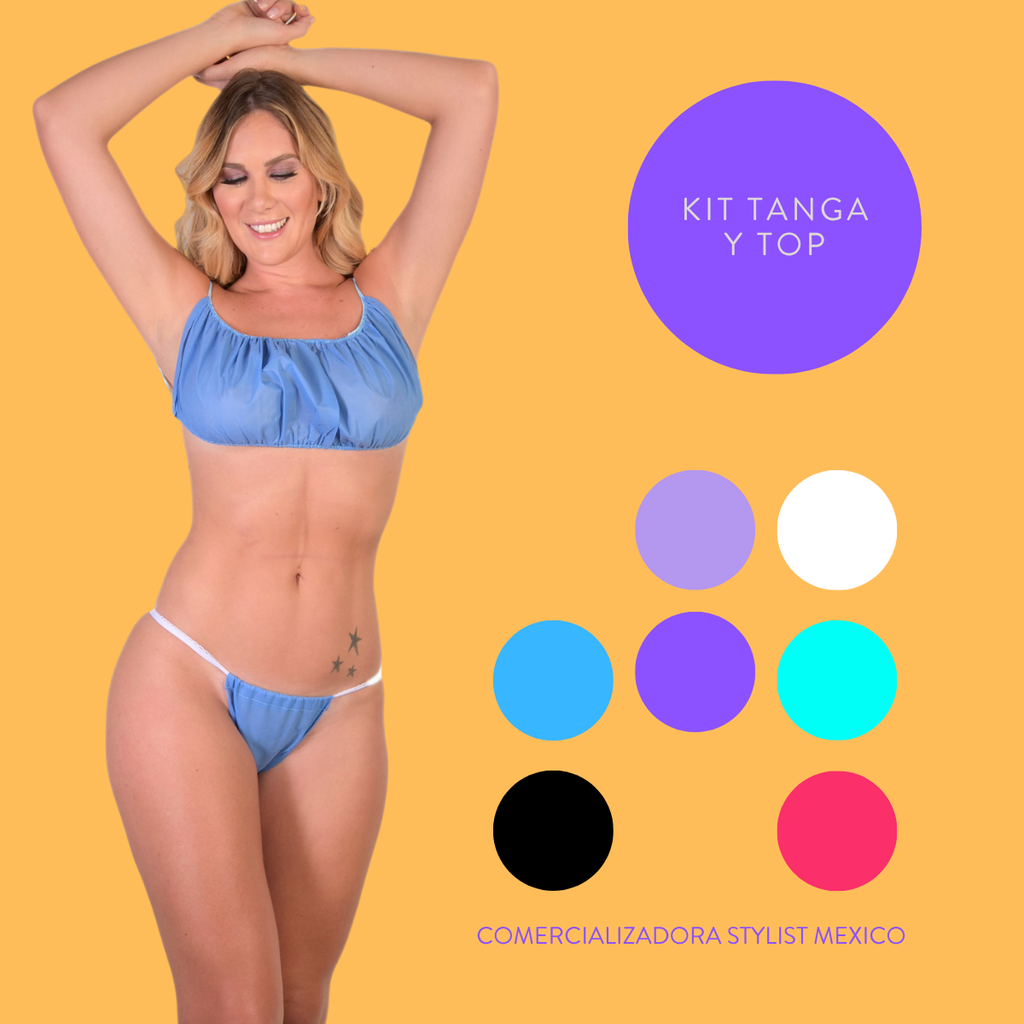 JUEGO DESECHABLE TOP Y TANGA PAQUETE DE 5 PIEZAS